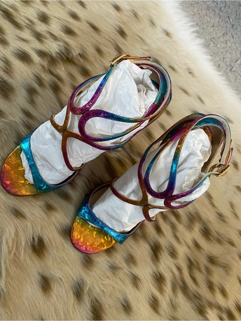 Rare Jimmy Choo Rainbow Panama Stiletto High Heels w Box - Picture 9 of 15